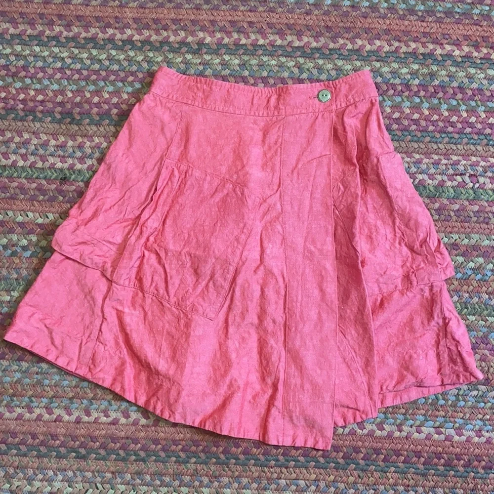 RED BASIC BLANK POSTMARK ANTHROPOLOGIE WRAP FLOWY SKIRT